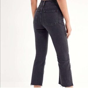 Urban Outfitters BDG black washed kick flare high rise cropped raw hem jeans